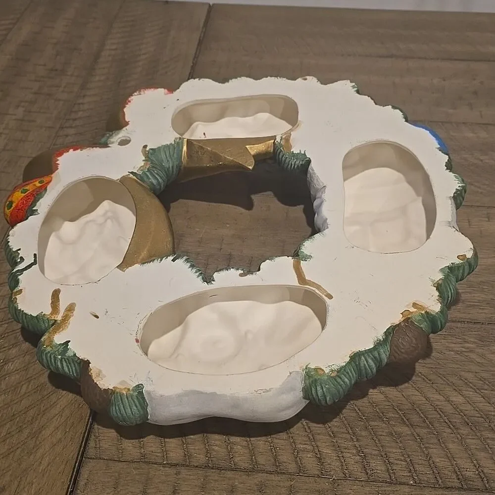 Vintage Christmas ceramic Santa wreath door/wall ornaments Anthropology vibe